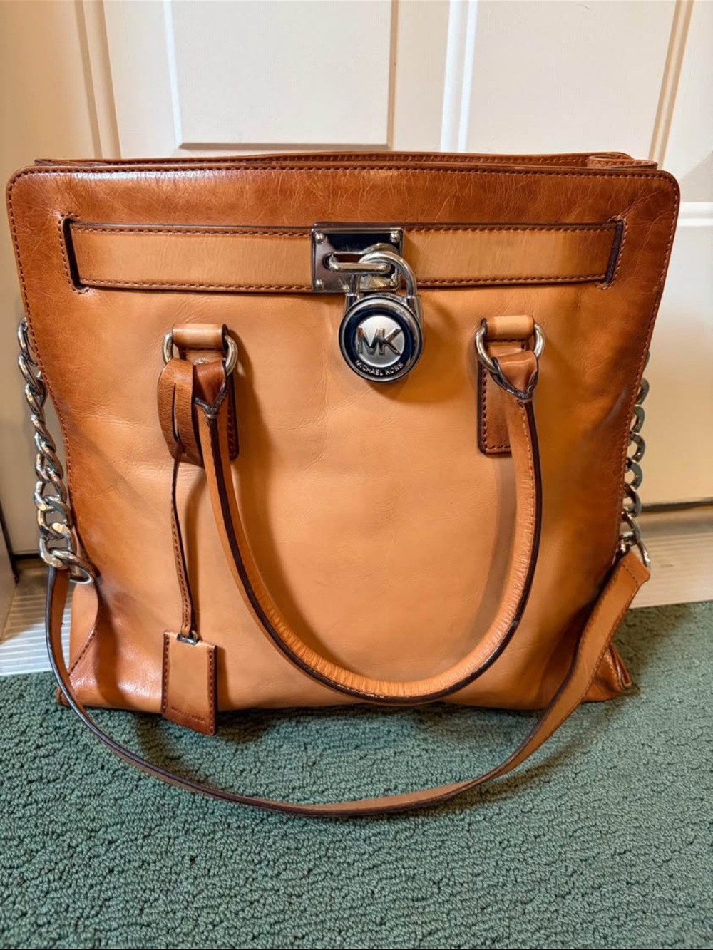 Michael Kors Hamilton Leather Tote with Signature MK Lock